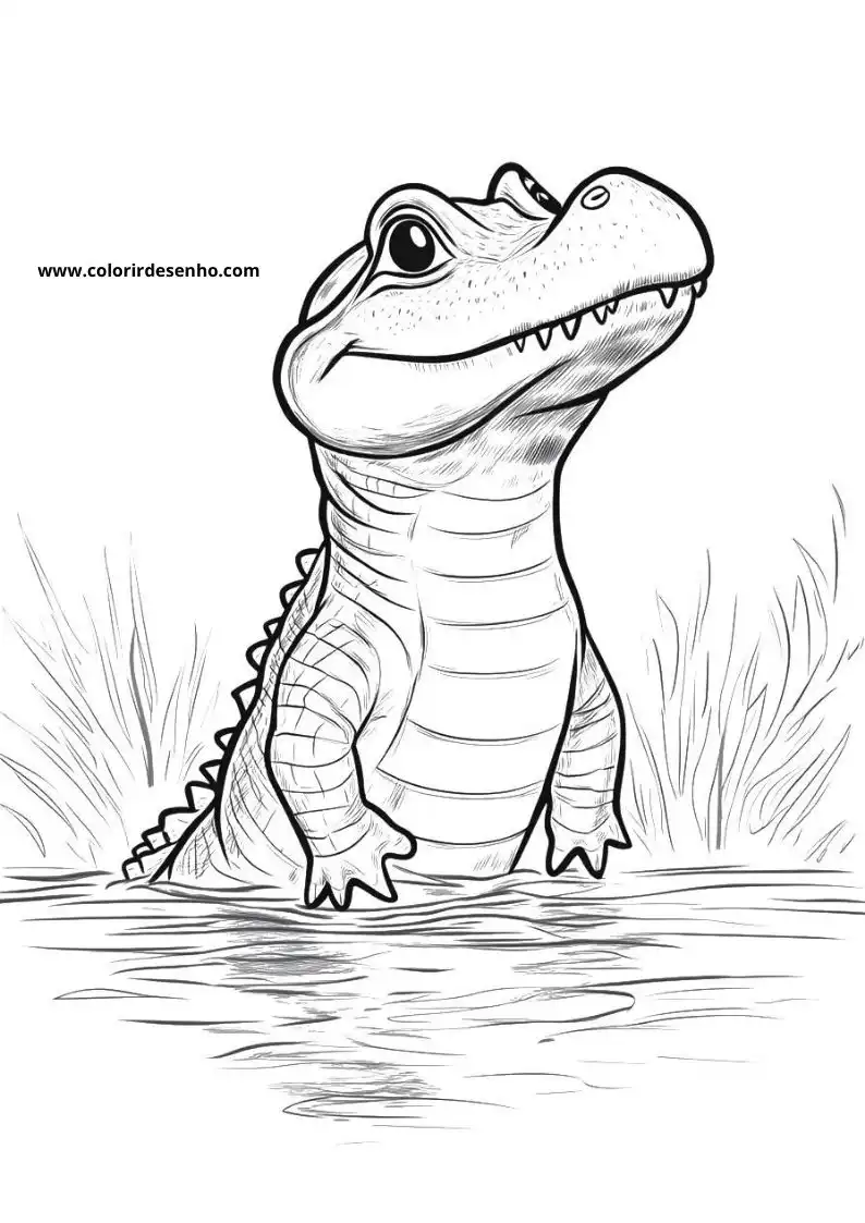 Alligator Coloring Page Outline 9