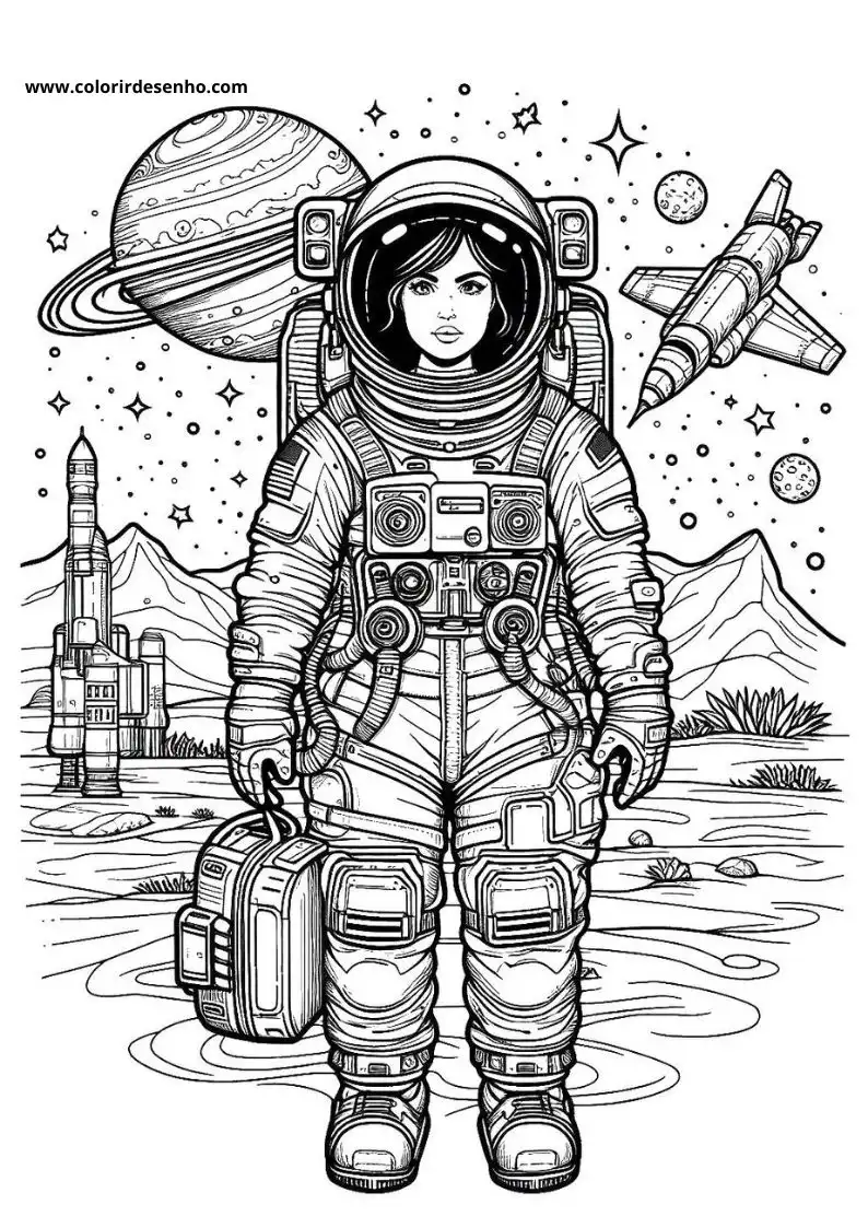 Astronaut Coloring Page Outline 3