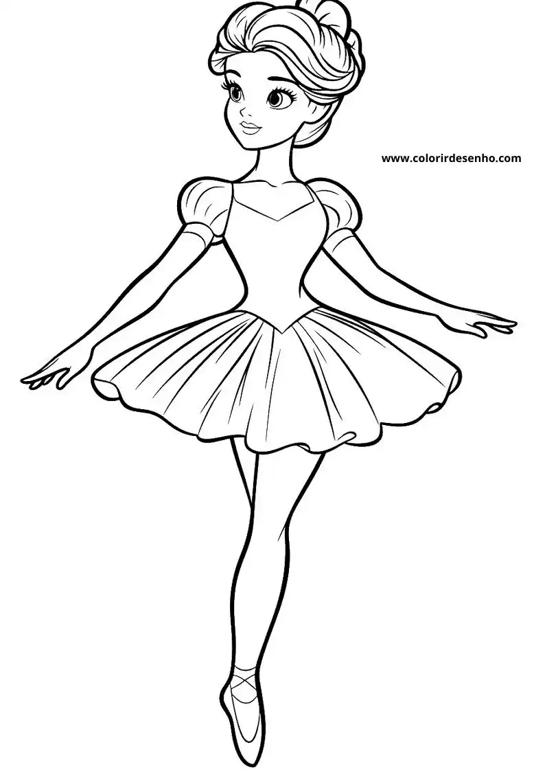 Ballerina Coloring Page Outline 1