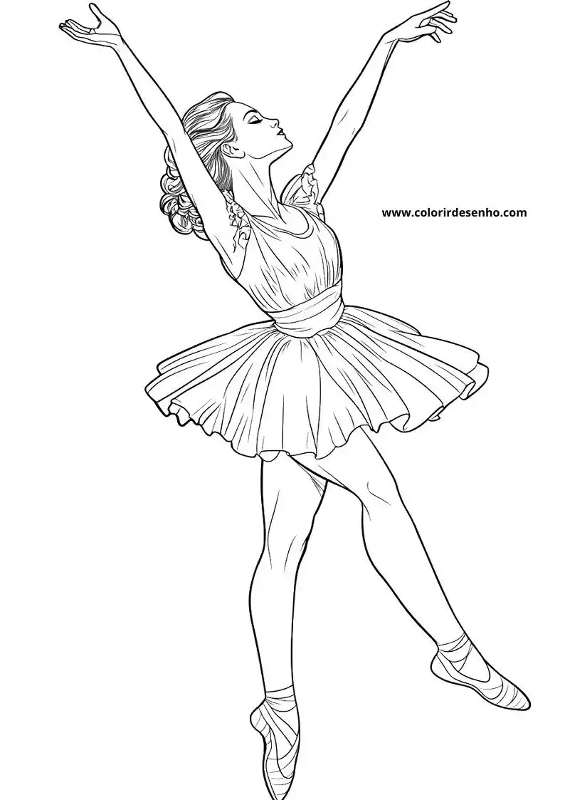 Ballerina Coloring Page Outline 4