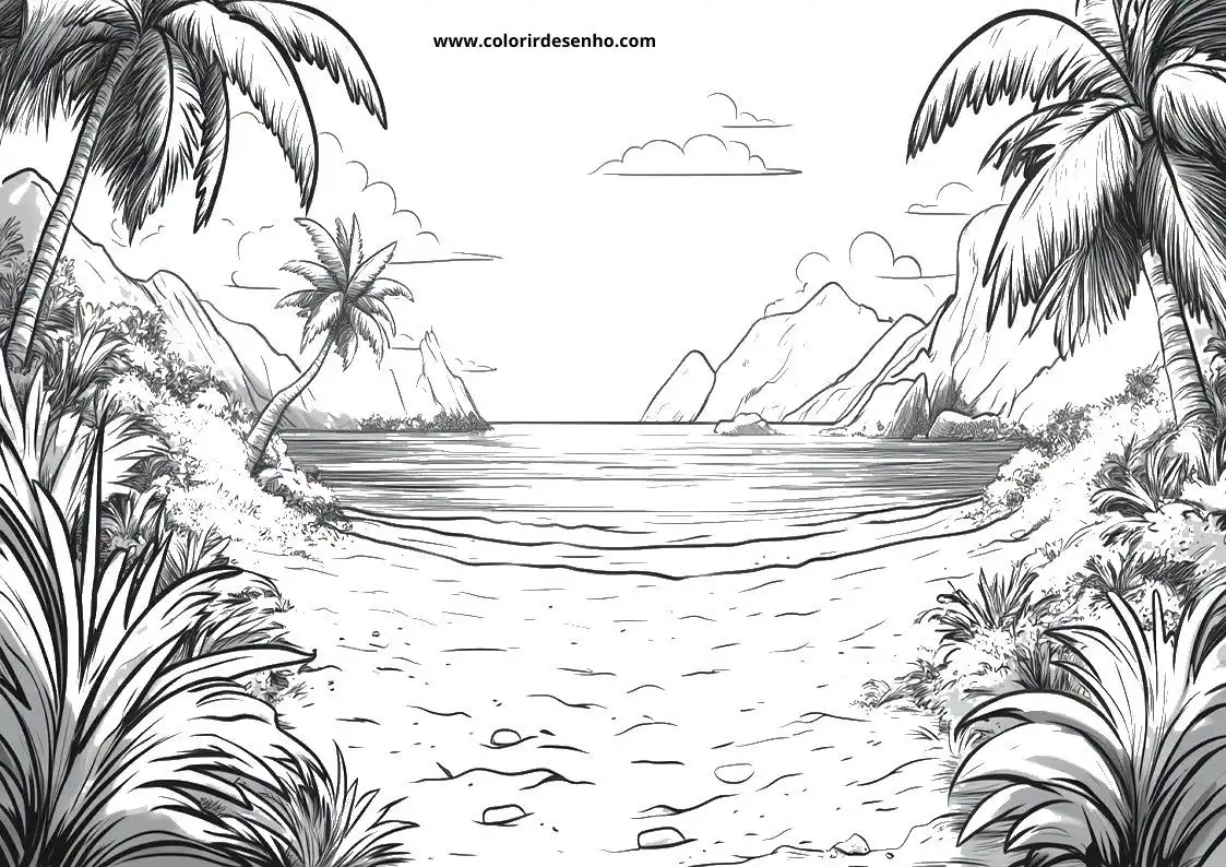 Beach Coloring Page Outline 4