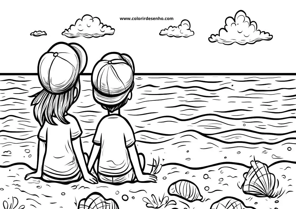 Beach Coloring Page Outline 5