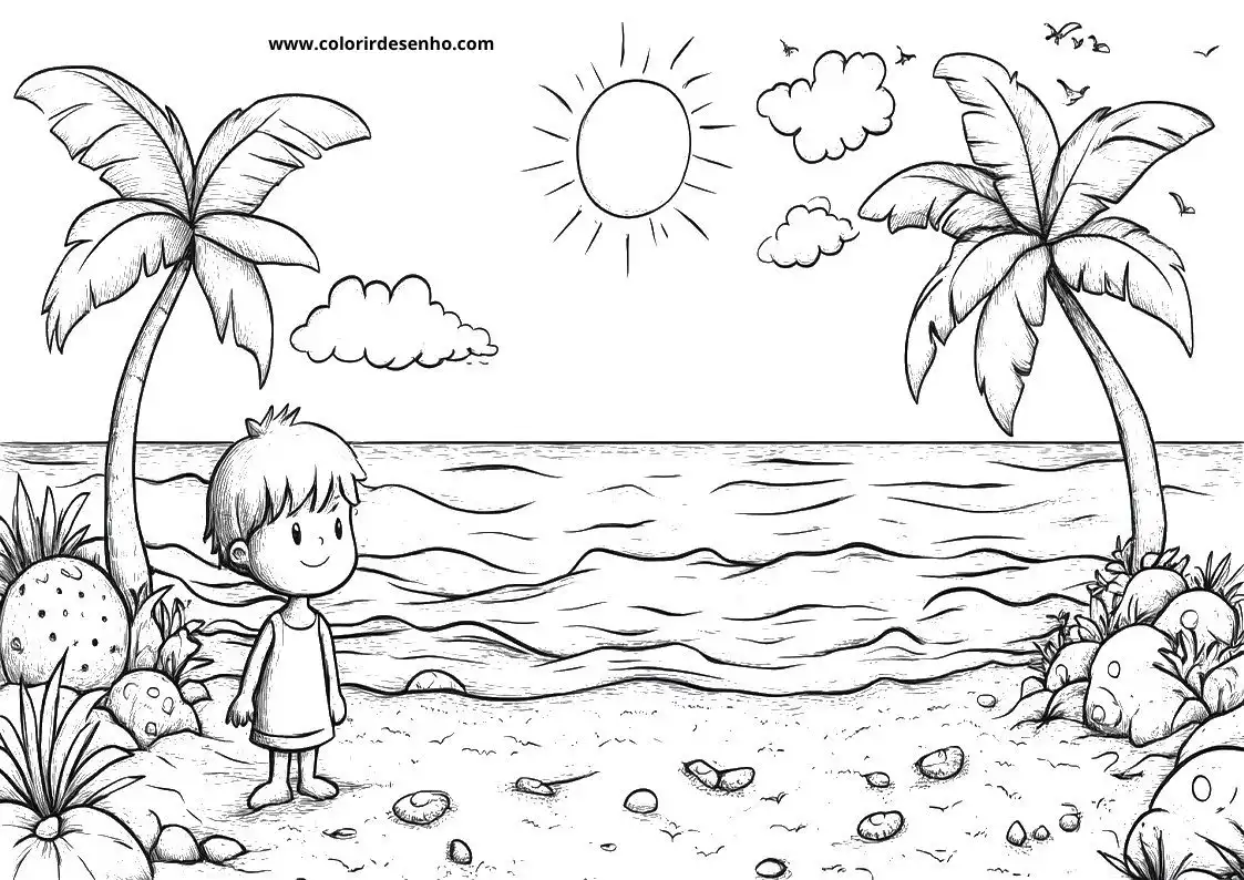 Beach Coloring Page Outline 8