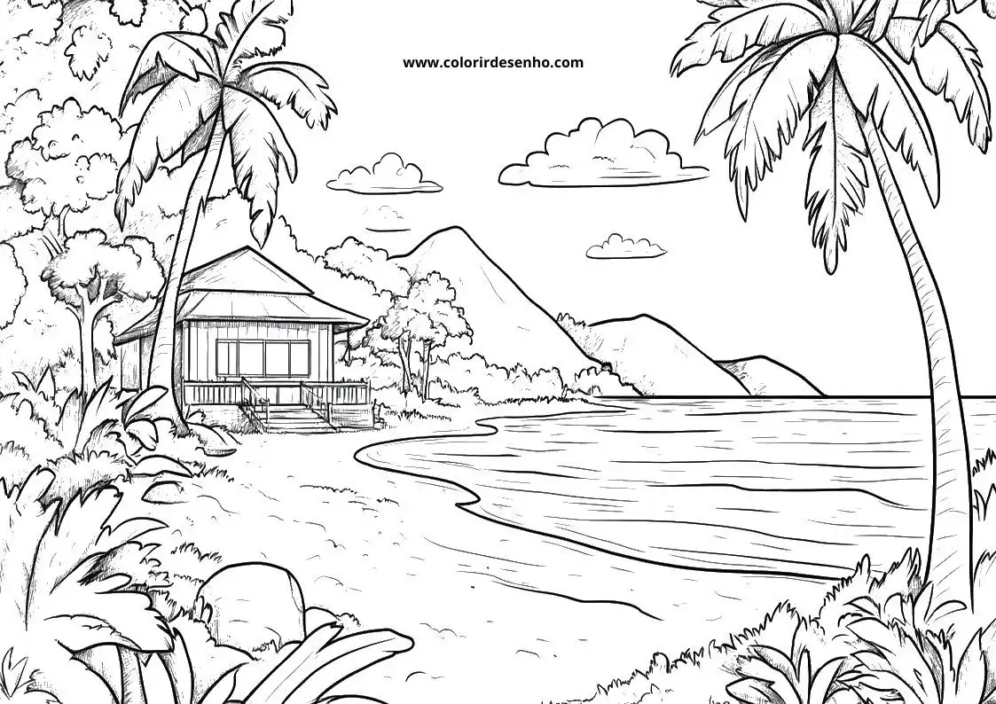 Beach Coloring Pages For Kids And Adults 1