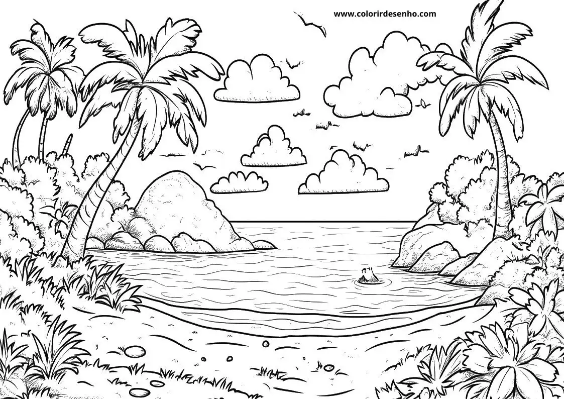 Beach Coloring Pages For Kids And Adults 3
