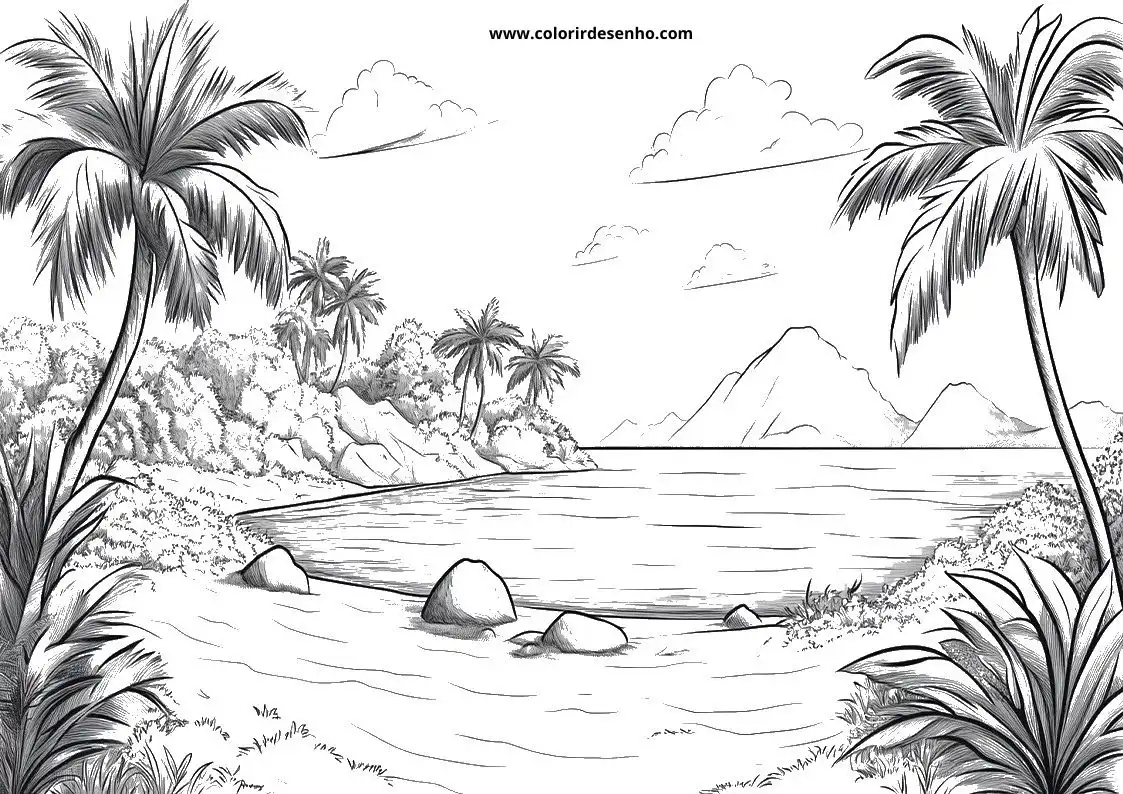 Beach Drawing For Kids To Color 2