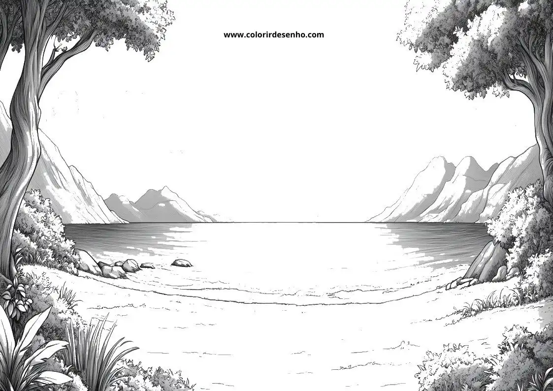 Beach Drawing For Kids To Color 3