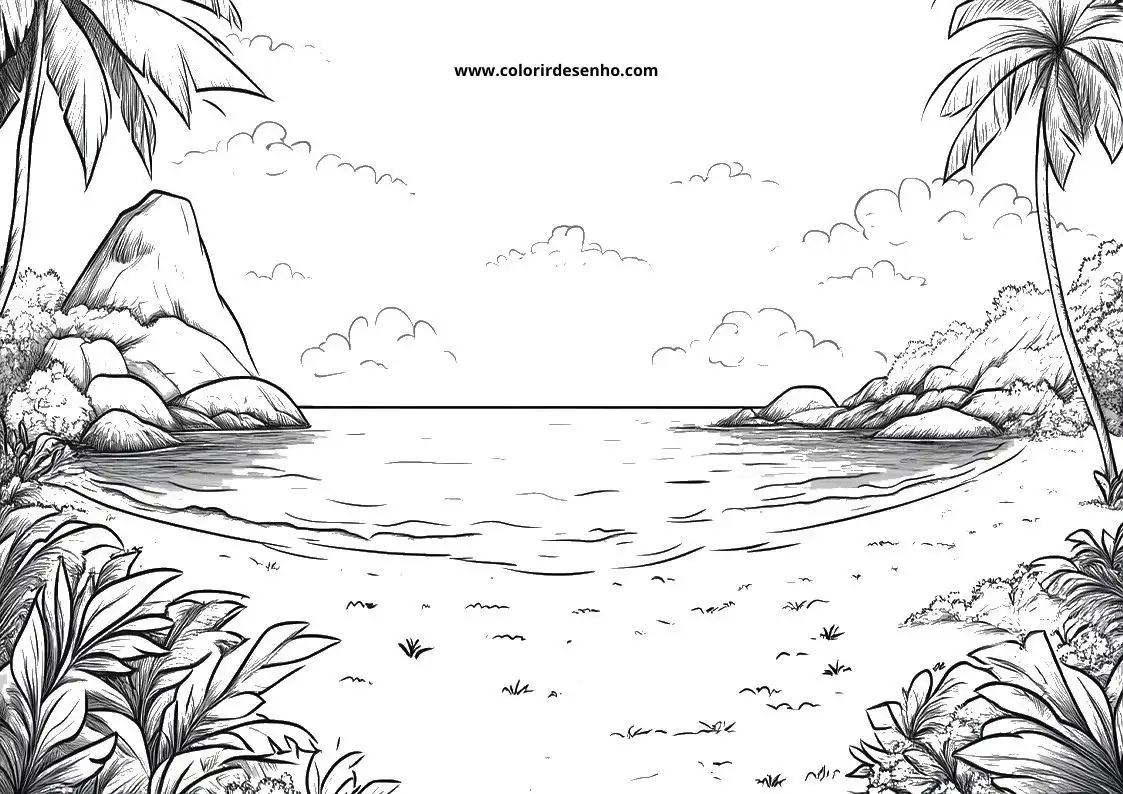 Beach Drawing For Kids To Color 4