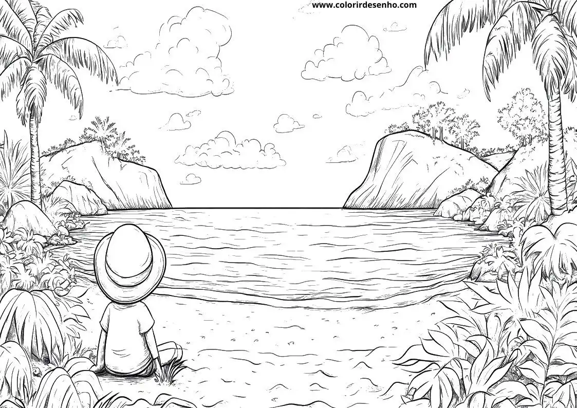 Beach Drawing For Kids To Color 5