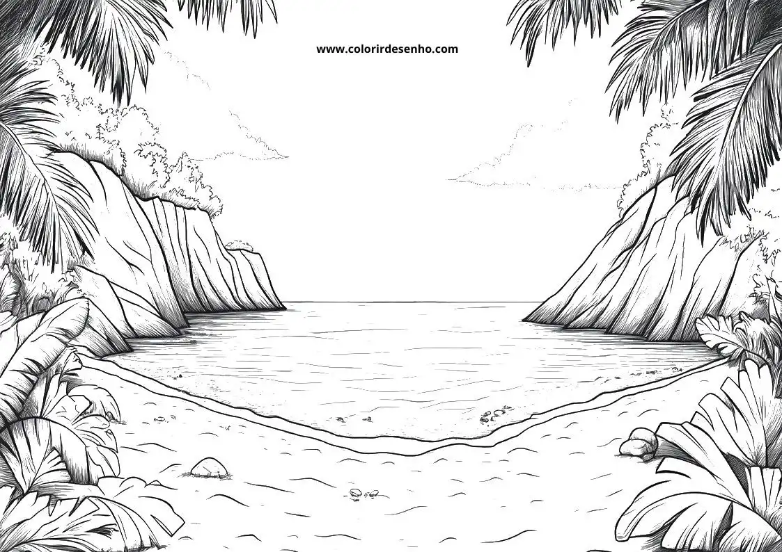 Beach Drawing For Kids To Color 6