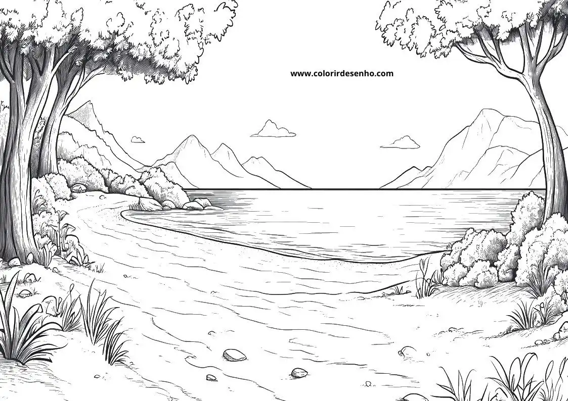 Beach Drawing For Kids To Color 7