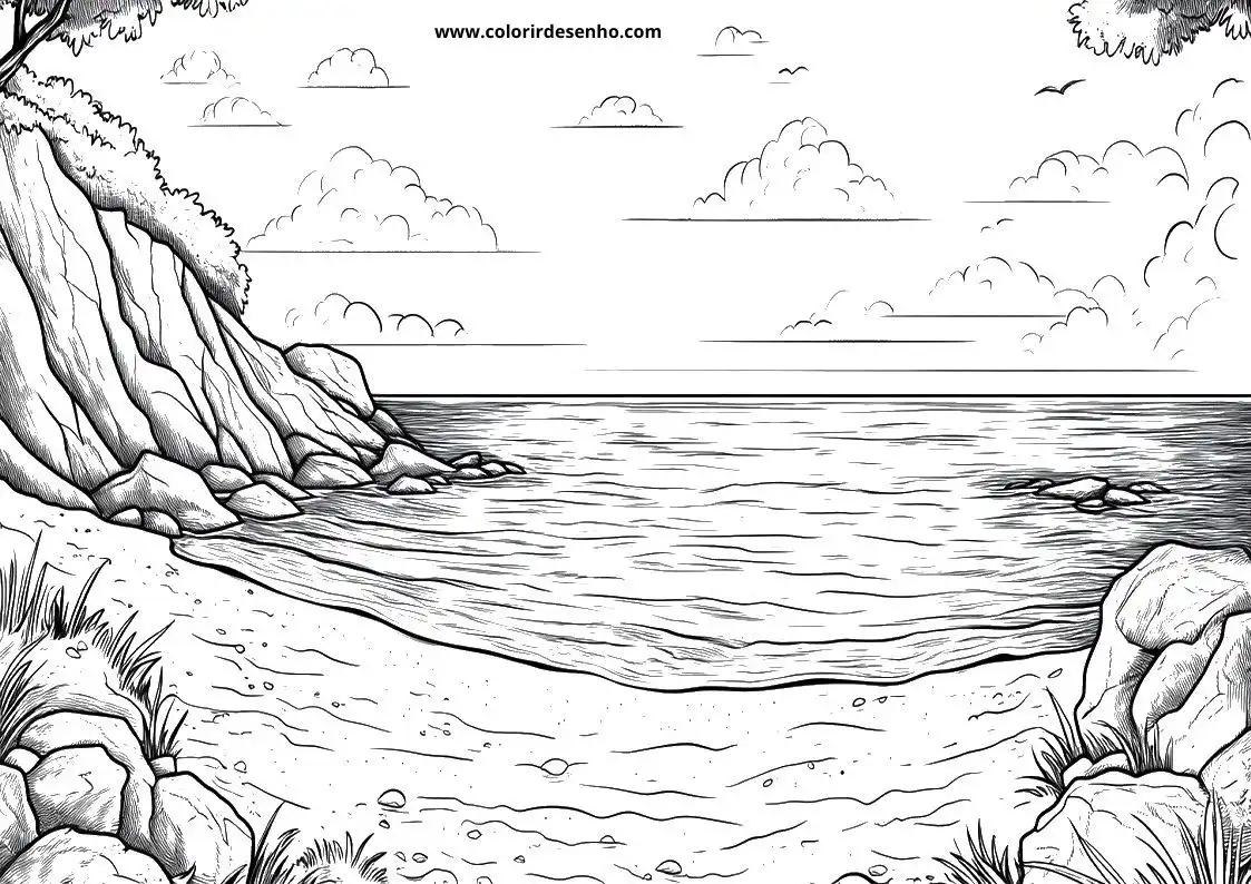 Beach Drawing For Kids To Color 8