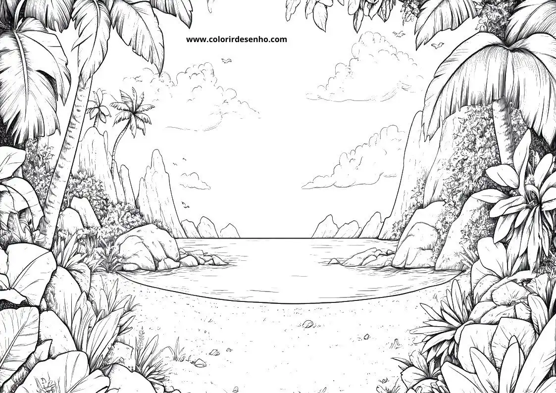 Beach Picture Coloring Pages 1
