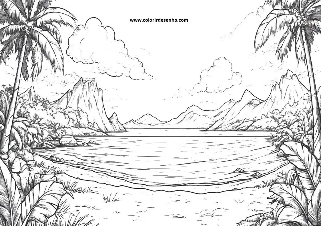 Beautiful Beach Coloring Pages 1
