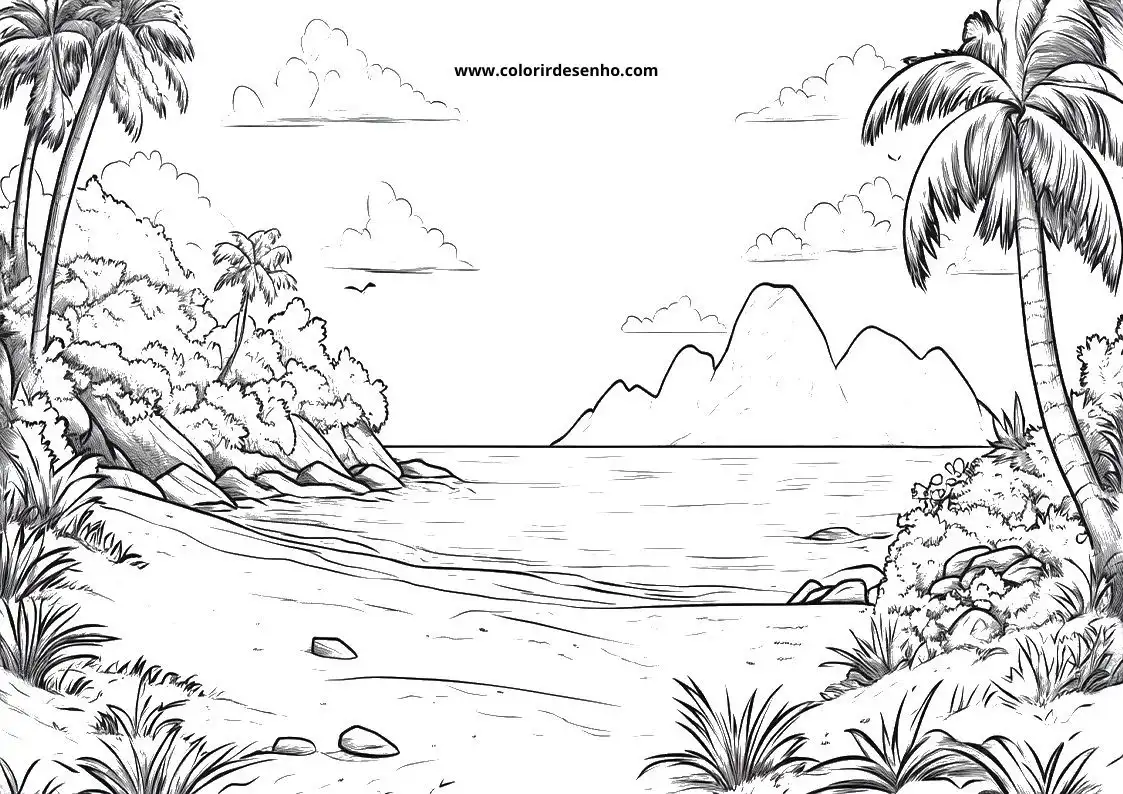 Beautiful Beach Coloring Pages 2