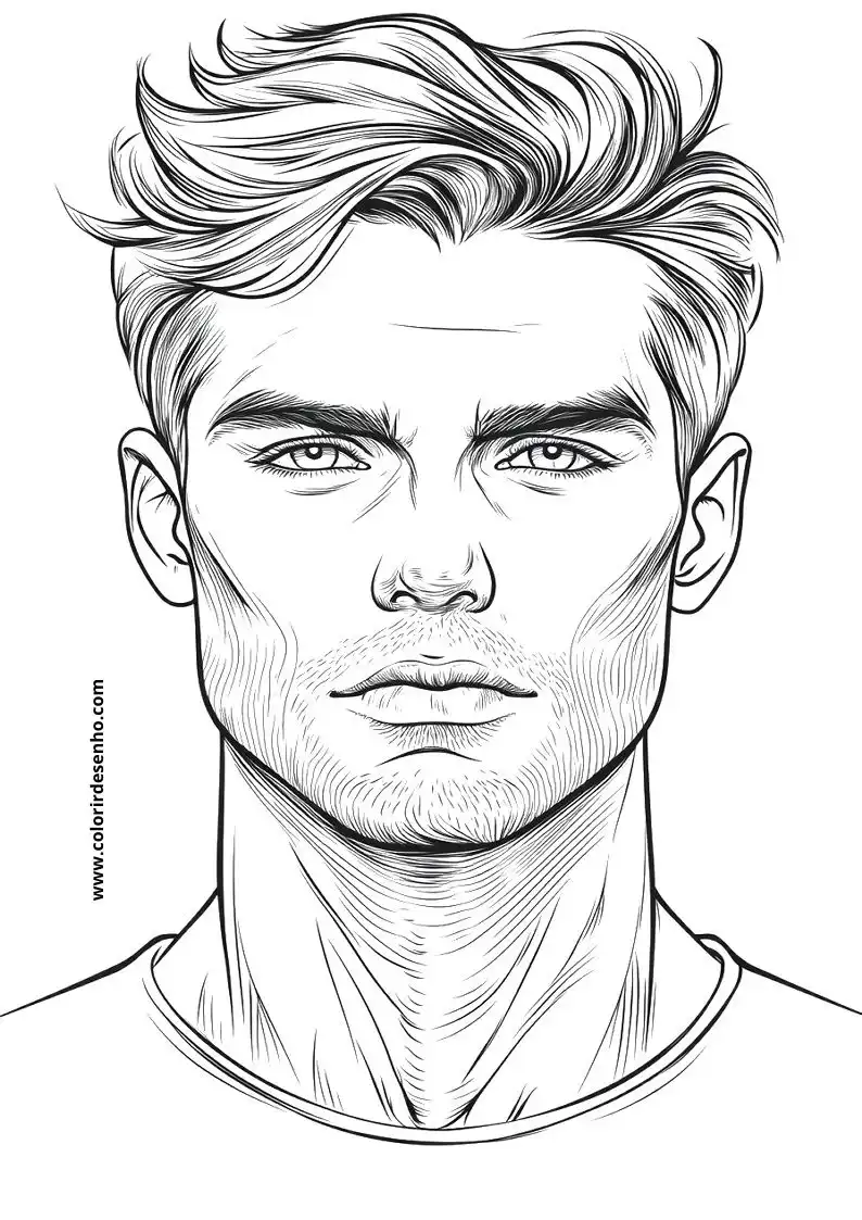 Beautiful Man’s Face Coloring Pages 7