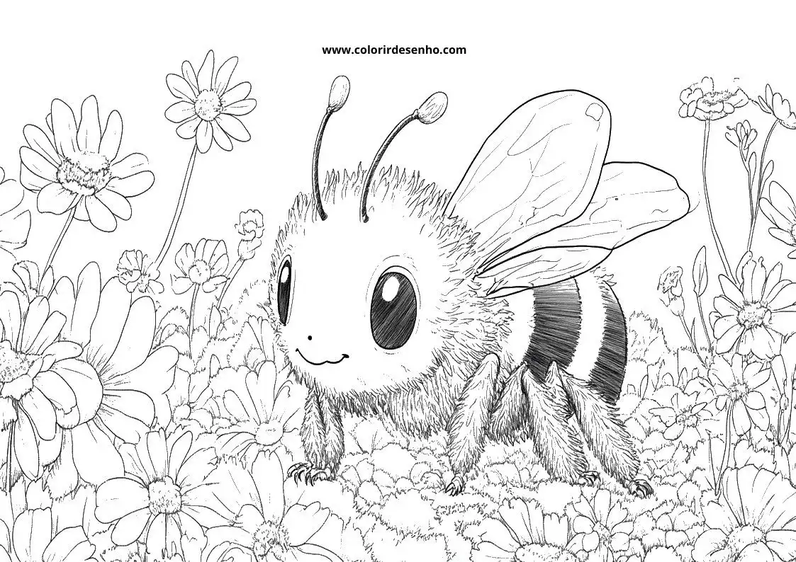 Bee Coloring Page Outline 2