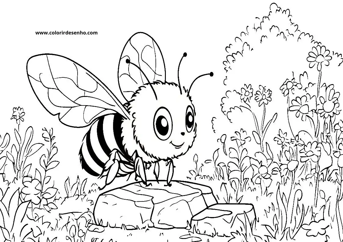 Bee Coloring Page Outline 5