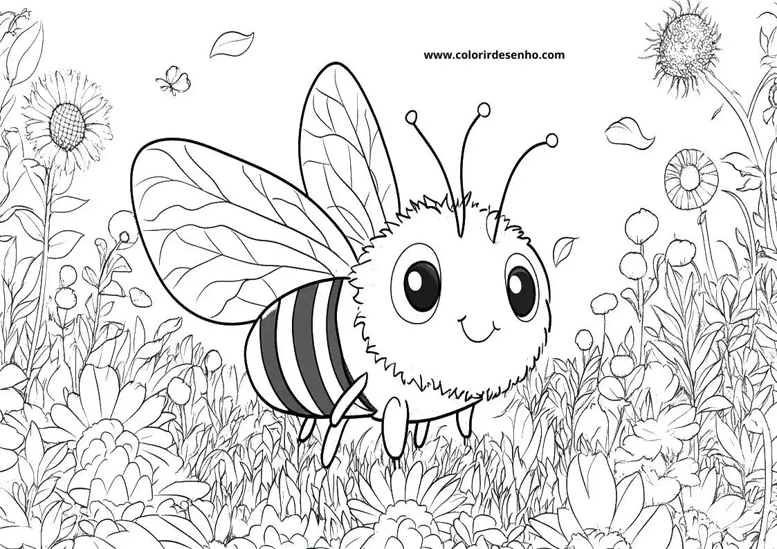Bee Coloring Page Outline 7