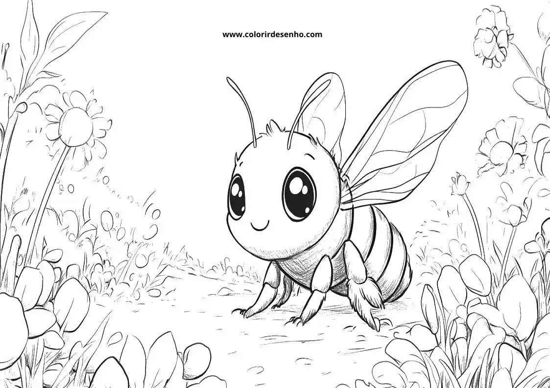 Bee Coloring Page Outline 9