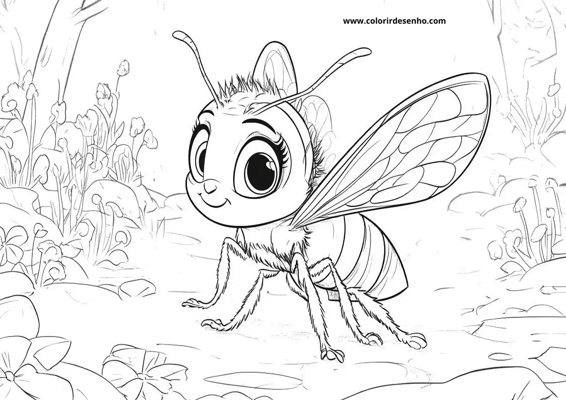 Bee Drawing For Kids To Color 2