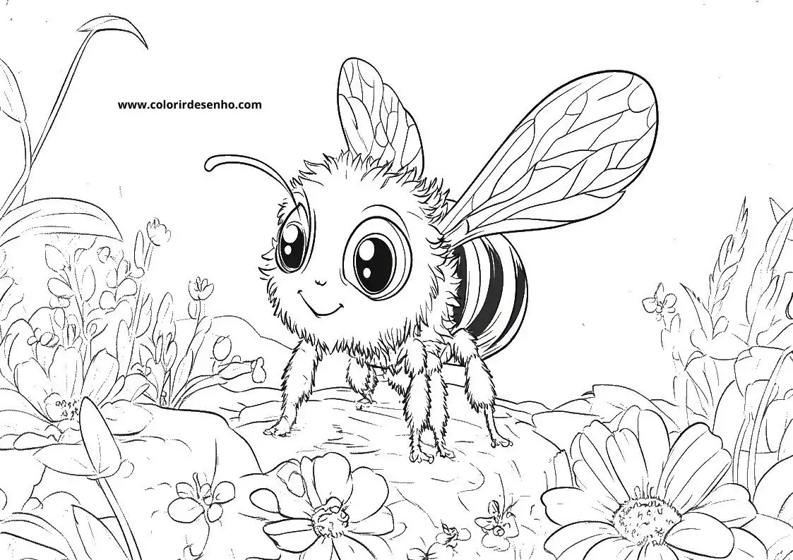 Bee Drawing For Kids To Color 5