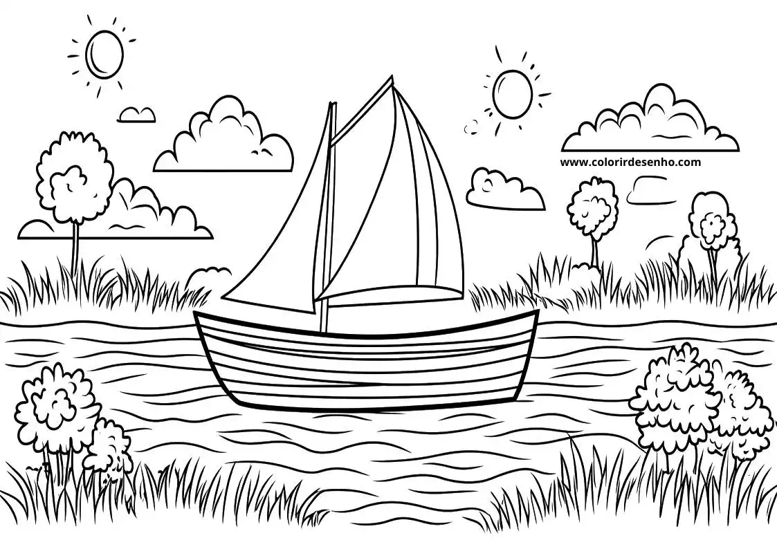Boat Coloring Page Outline 4
