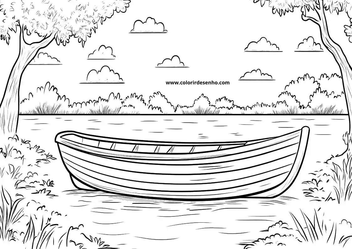 Boat Coloring Page Outline 5