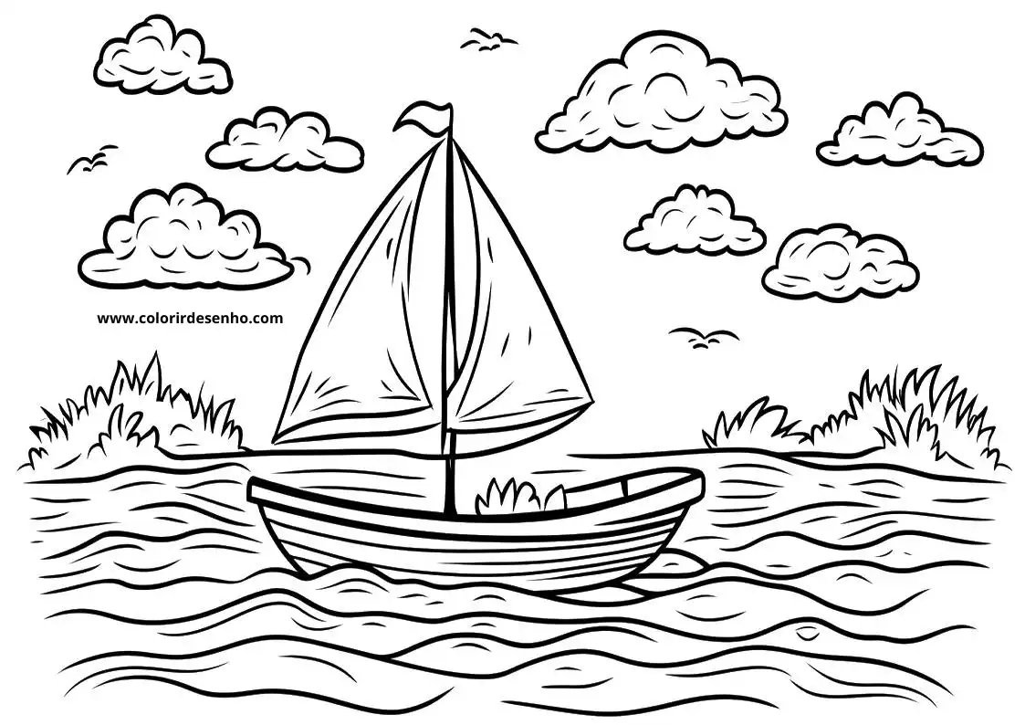 Boat Coloring Page Outline 6