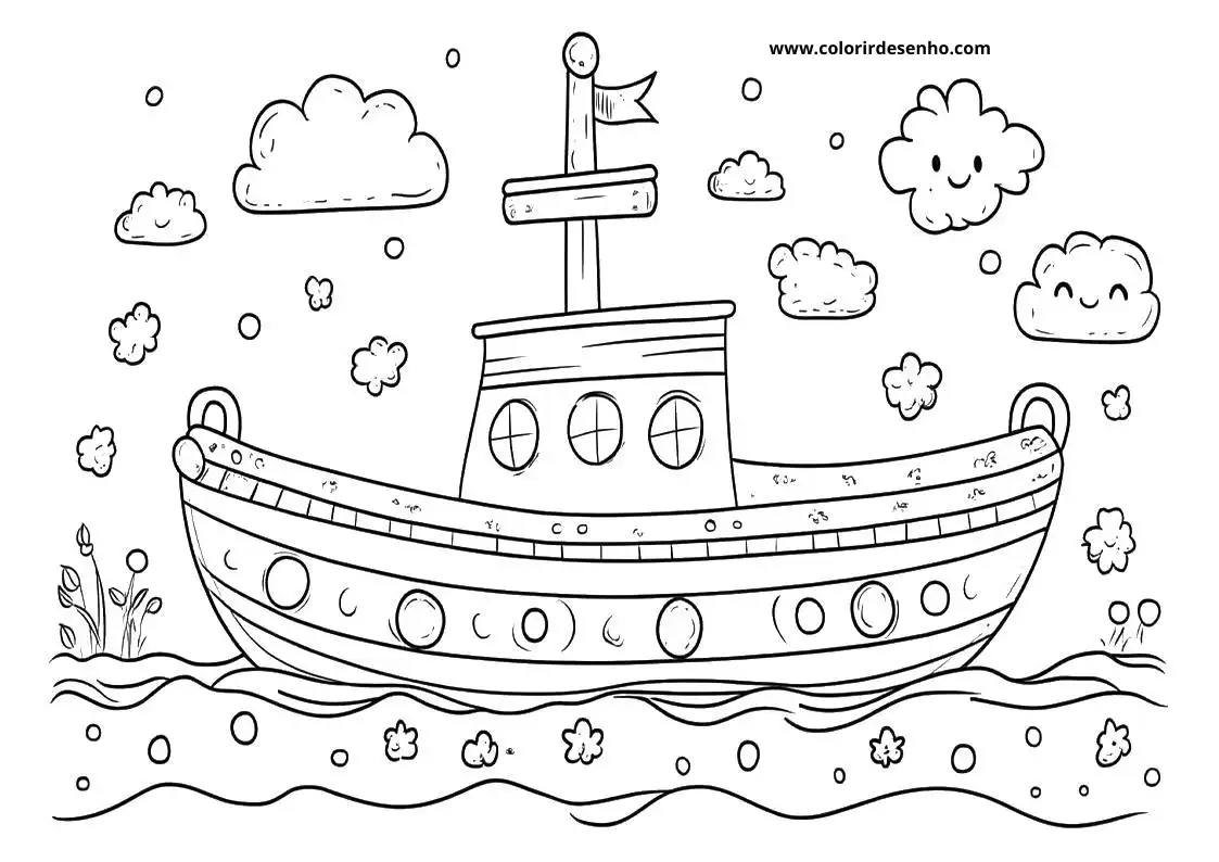 Boat Coloring Page Outline 7