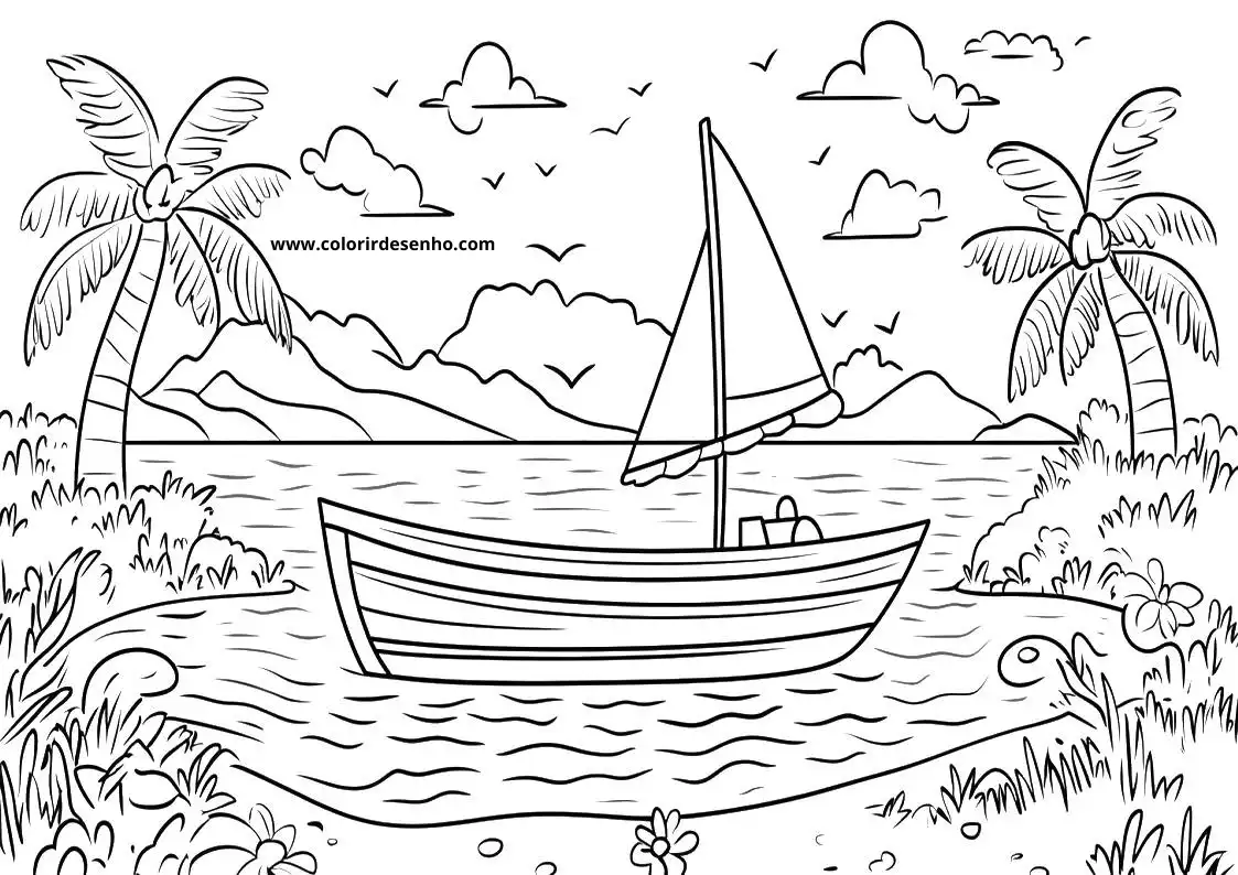 Boat Coloring Page Outline 8