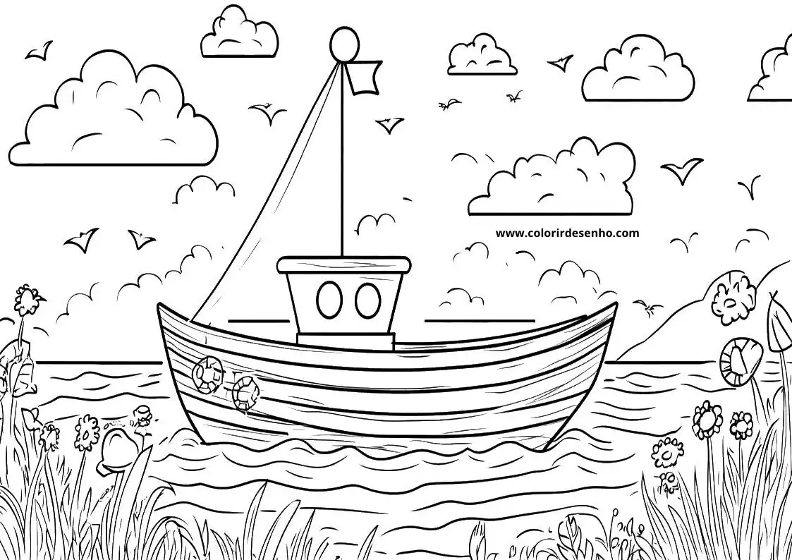 Boat Drawing For Kids To Color 8