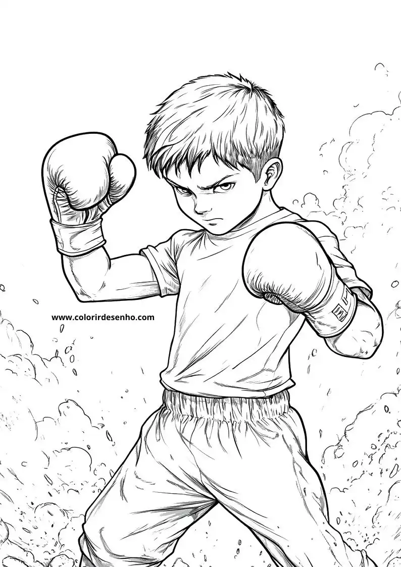 Boxing Coloring Page Outline 1