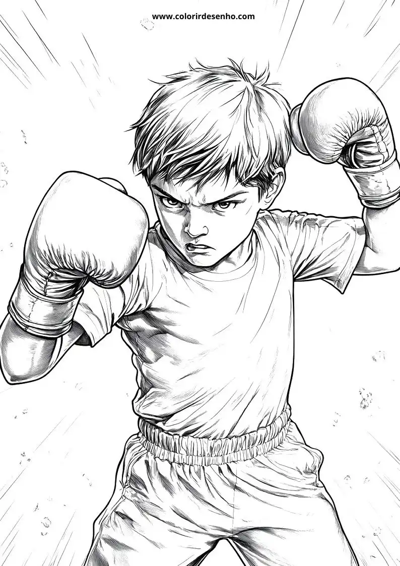 Boxing Coloring Page Outline 10
