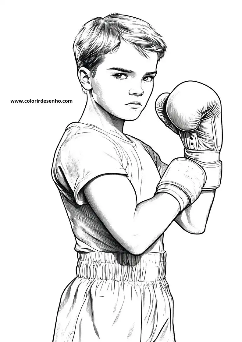 Boxing Coloring Page Outline 12