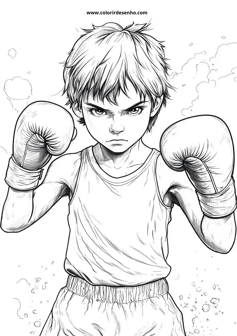 Boxing Coloring Page Outline 2