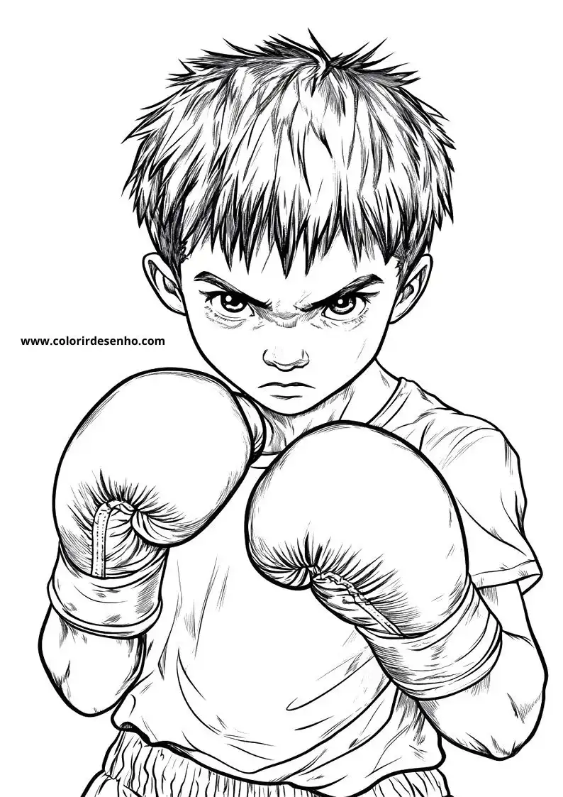 Boxing Coloring Page Outline 3