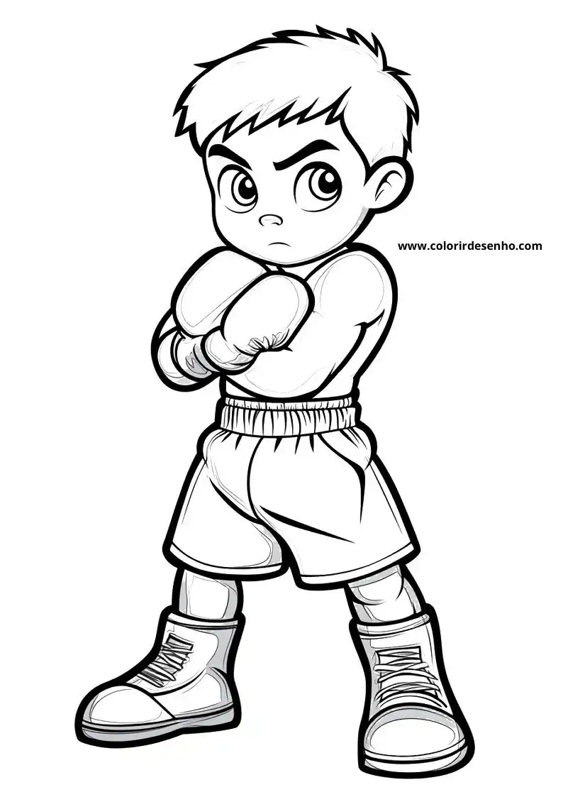Boxing Coloring Page Outline 4