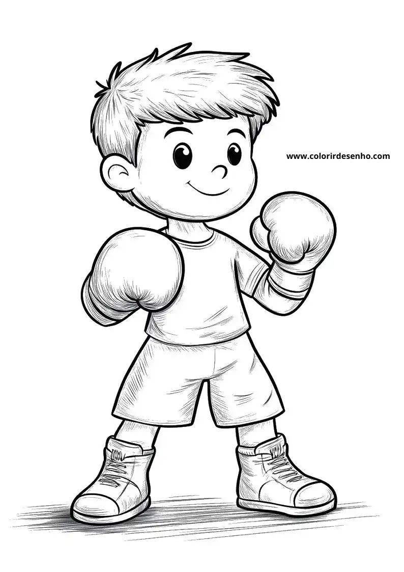 Boxing Coloring Page Outline 5