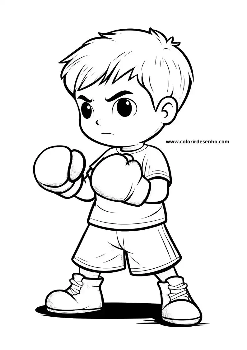Boxing Coloring Page Outline 6