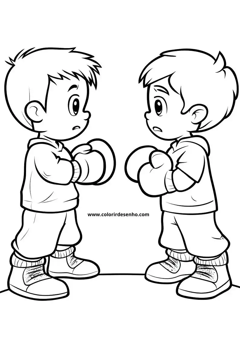 Boxing Coloring Page Outline 7