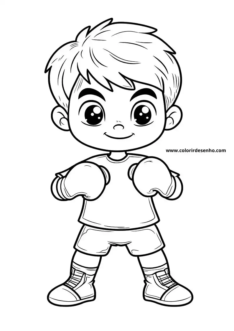 Boxing Coloring Page Outline 9