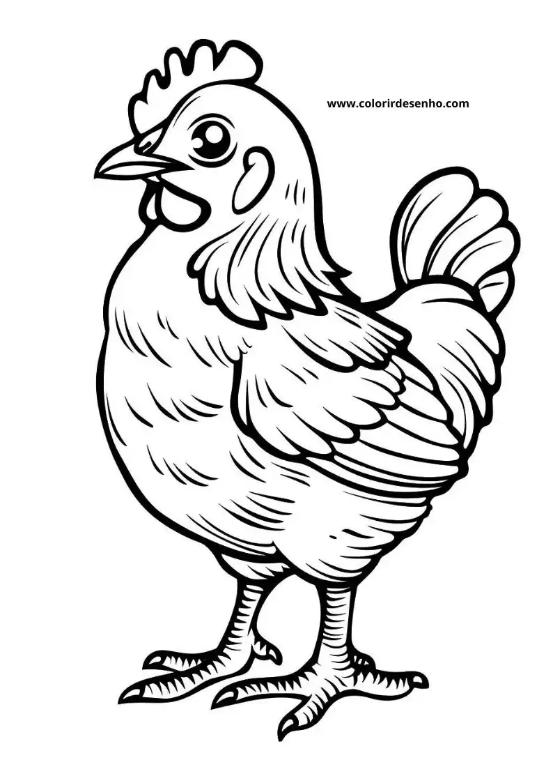 Chicken Drawing For Kids To Color 3