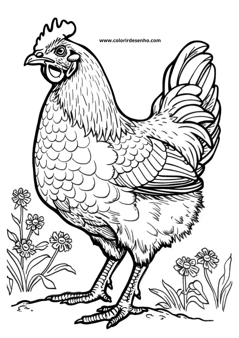 Chicken Drawing For Kids To Color 4