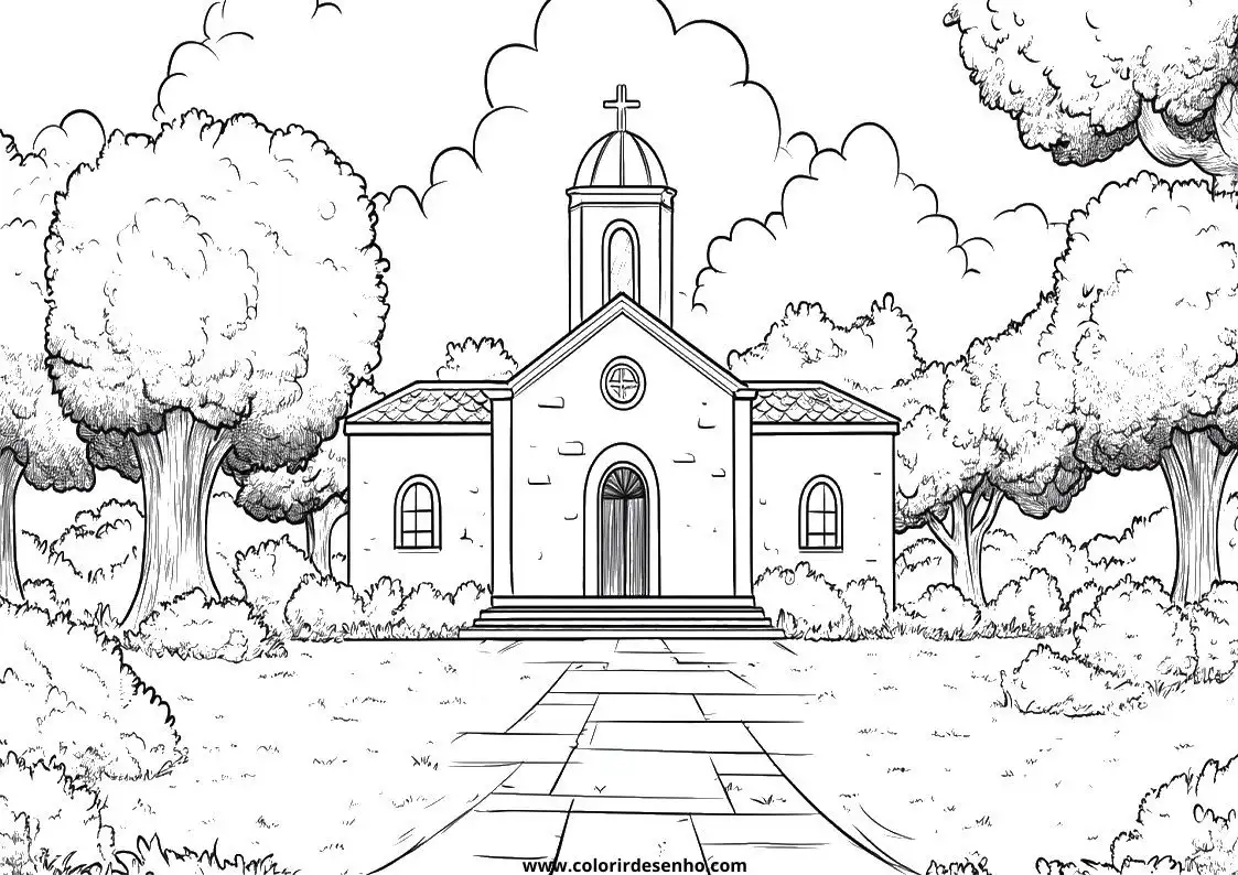 Church Coloring Pages For Kids And Adults 8