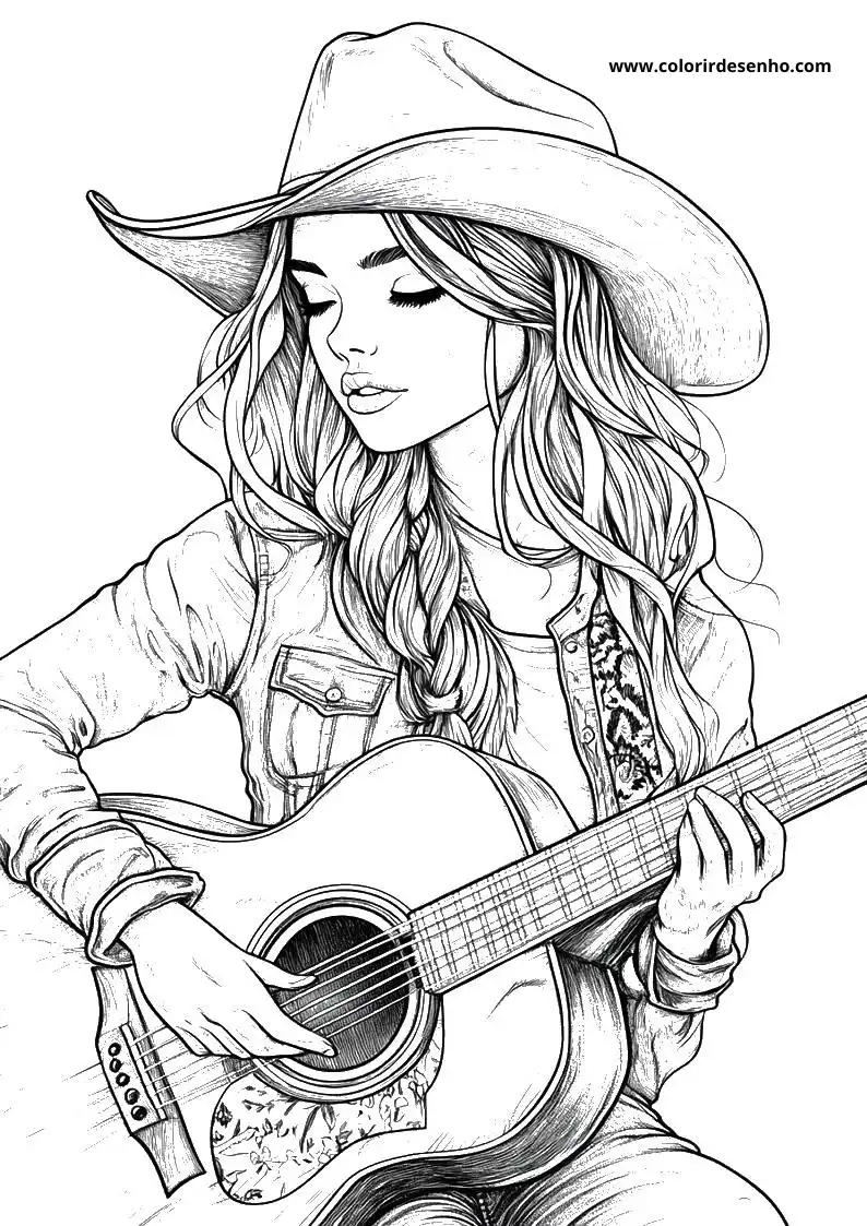 Country Music Coloring Page Outline 8