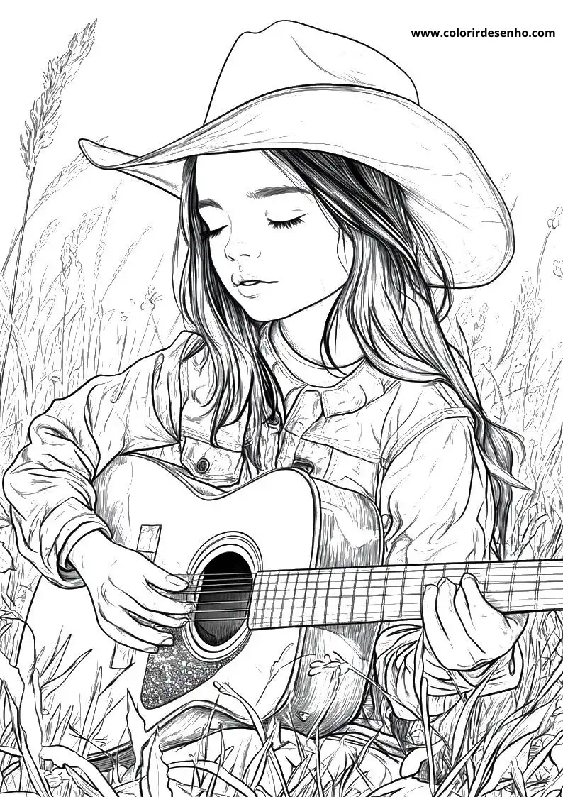 Country Music Free Printable Coloring Pages 1