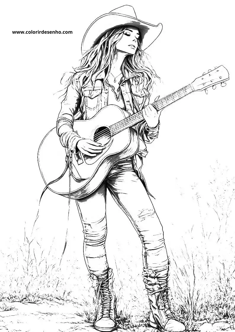 Country Music Free Printable Coloring Pages 8