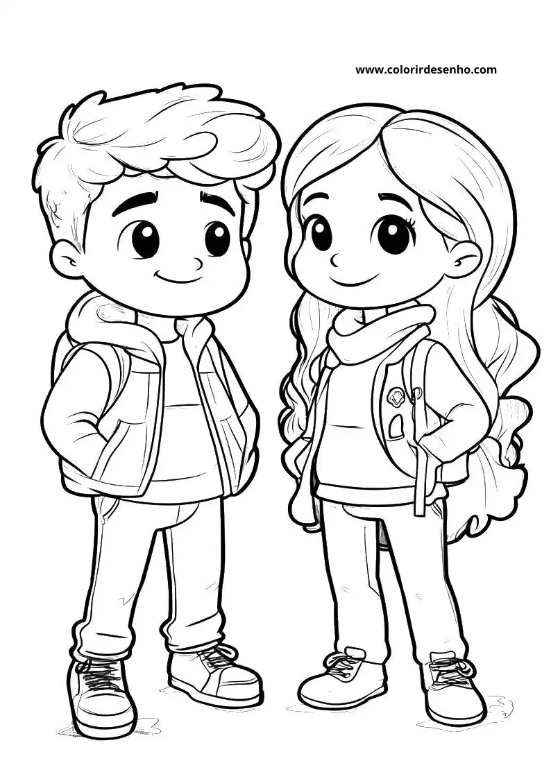 Couples Coloring Page Outline 1