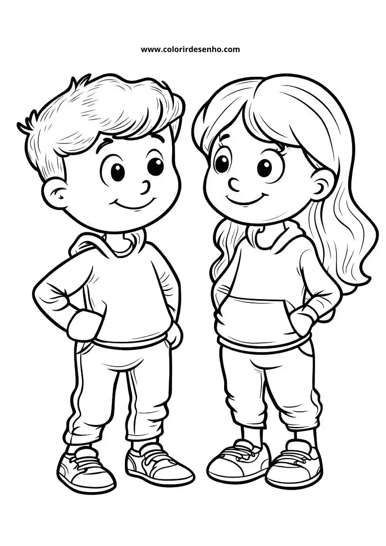 Couples Coloring Page Outline 2